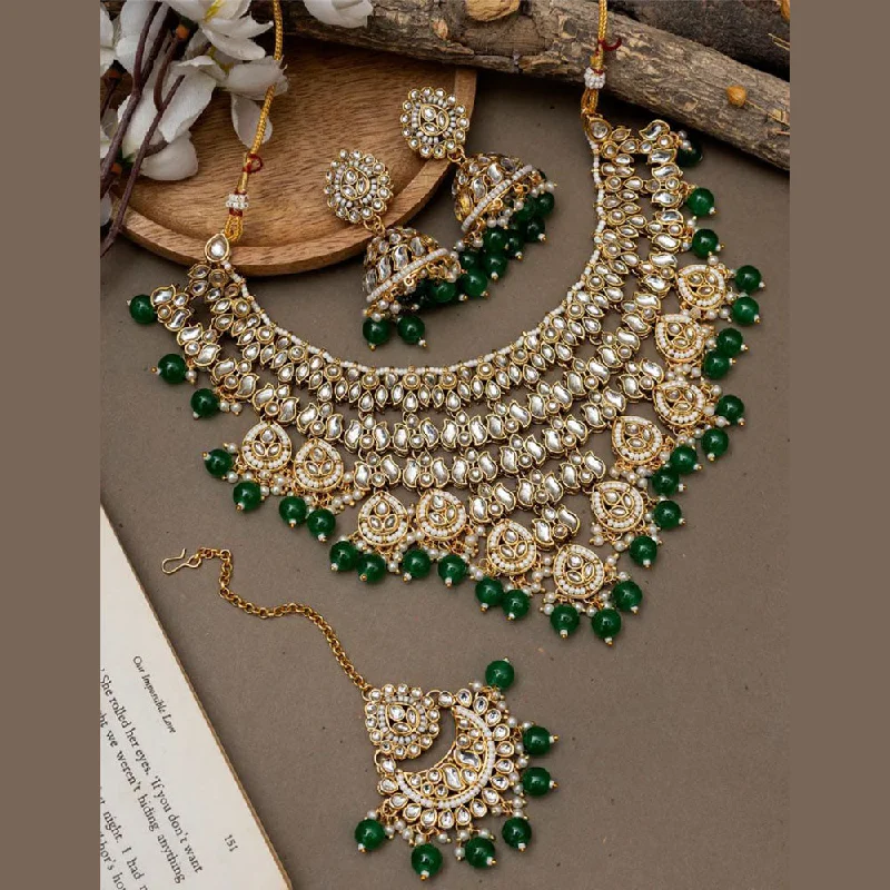 Sai Fashion Gold Plated Kundan Stone And Pearls Necklace Set