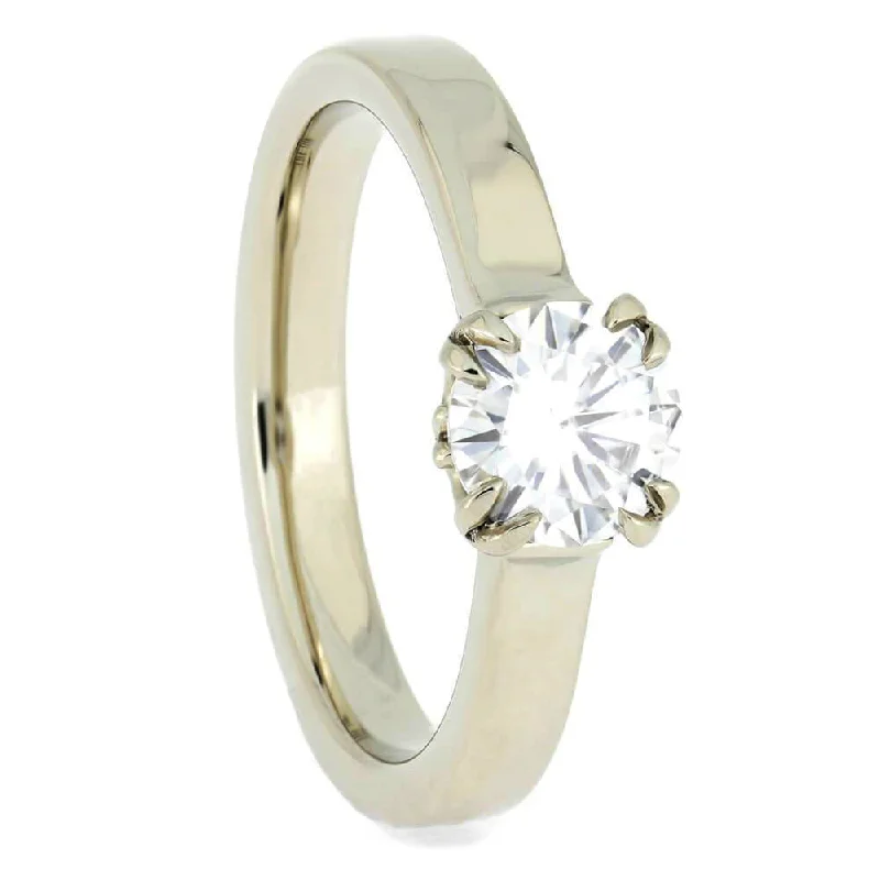 Moissanite Engagement Ring with Antler Prong Setting