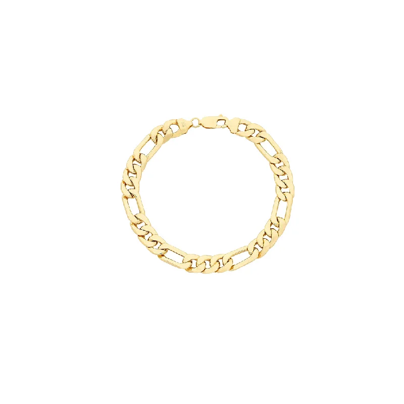 9ct Yellow Gold Silver Infused 1/3 Figaro Bracelet