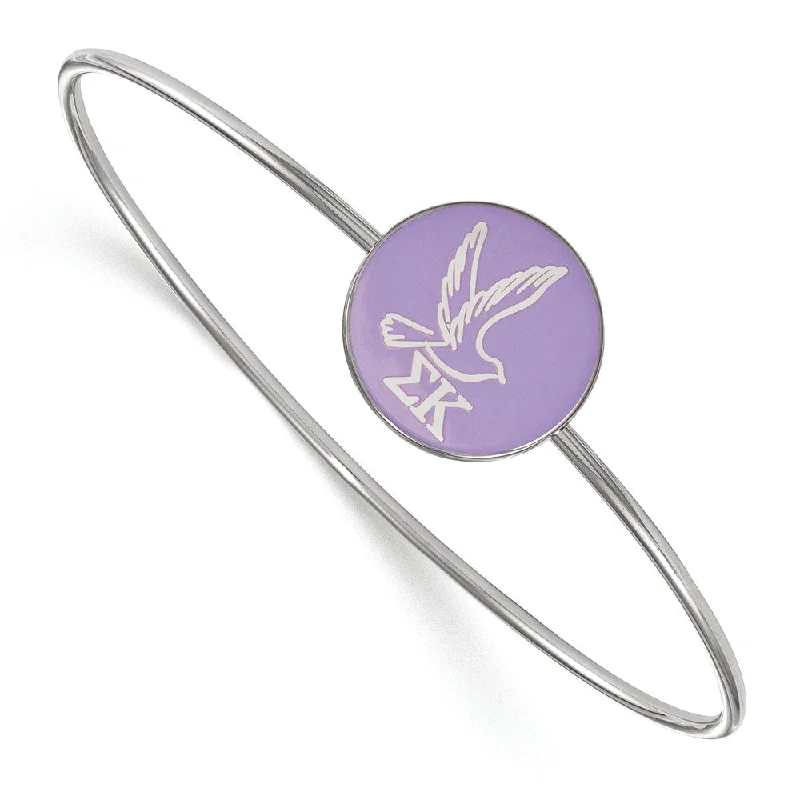 Sterling Silver Sigma Kappa Enamel Bangle - 6 in.