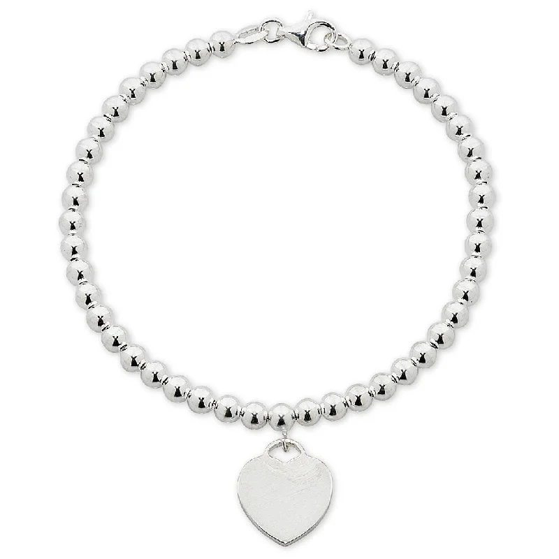 Sterling Silver Flat Heart Bracelet