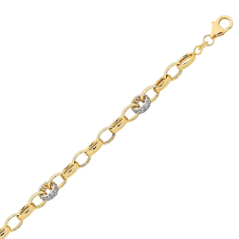 9ct Gold Silver Infused Belcher And Zirconia Bracelet