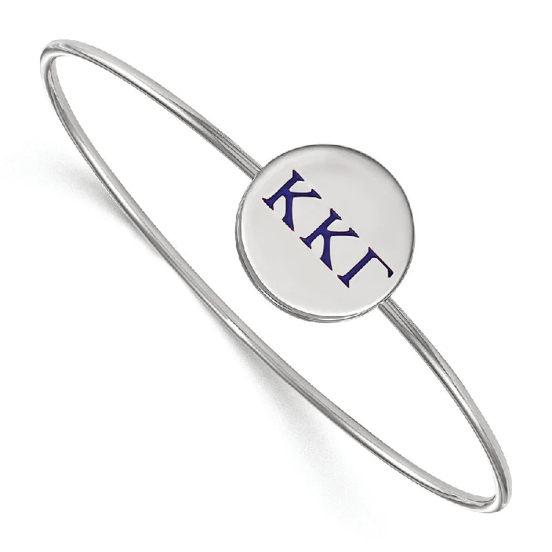 Sterling Silver Kappa Kappa Gamma Enamel Greek Letters Bangle - 7 in.