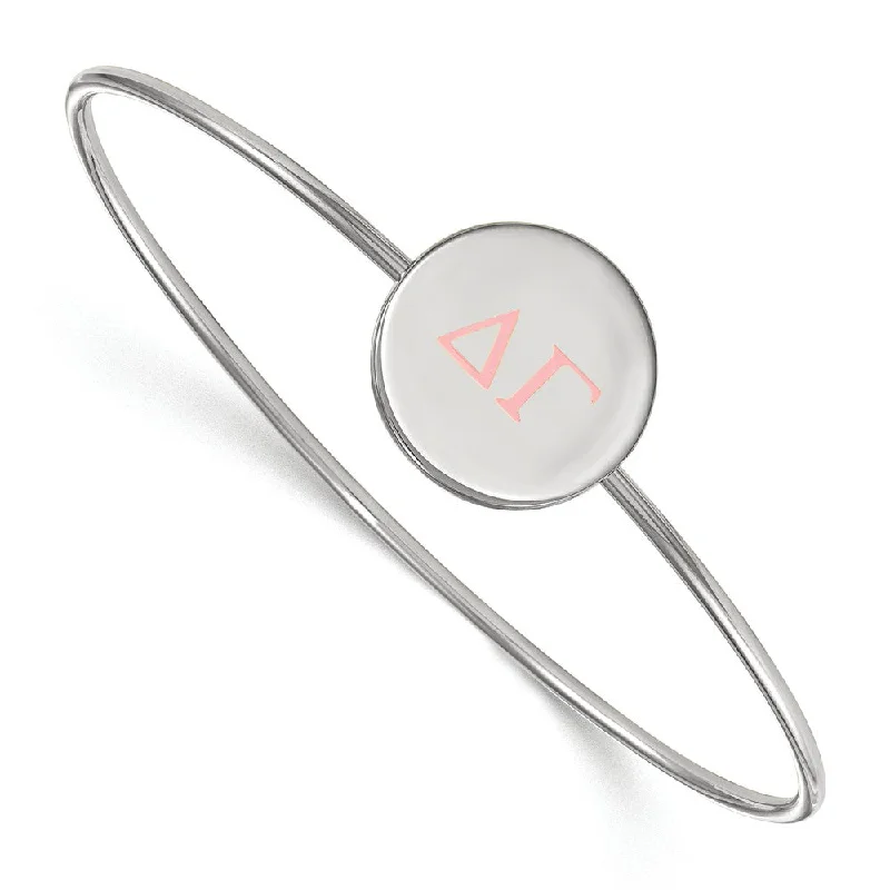 Sterling Silver Delta Gamma Enamel Greek Letters Bangle - 6 in.