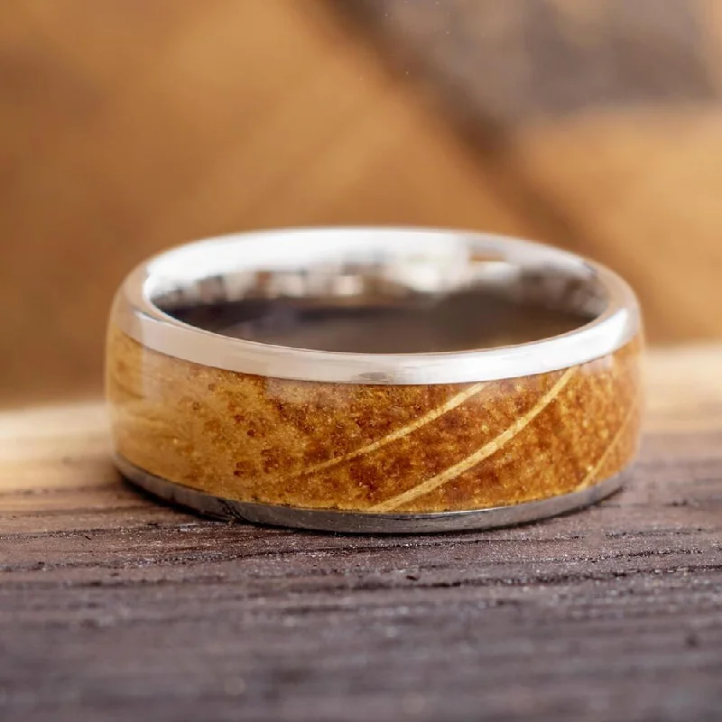 Whiskey Barrel Oak Wood Men's Wedding Band