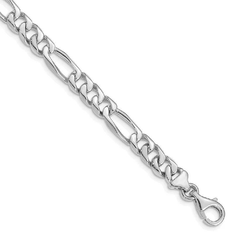 Men's 7mm 14k White Gold Polished Solid Figaro Chain Bracelet