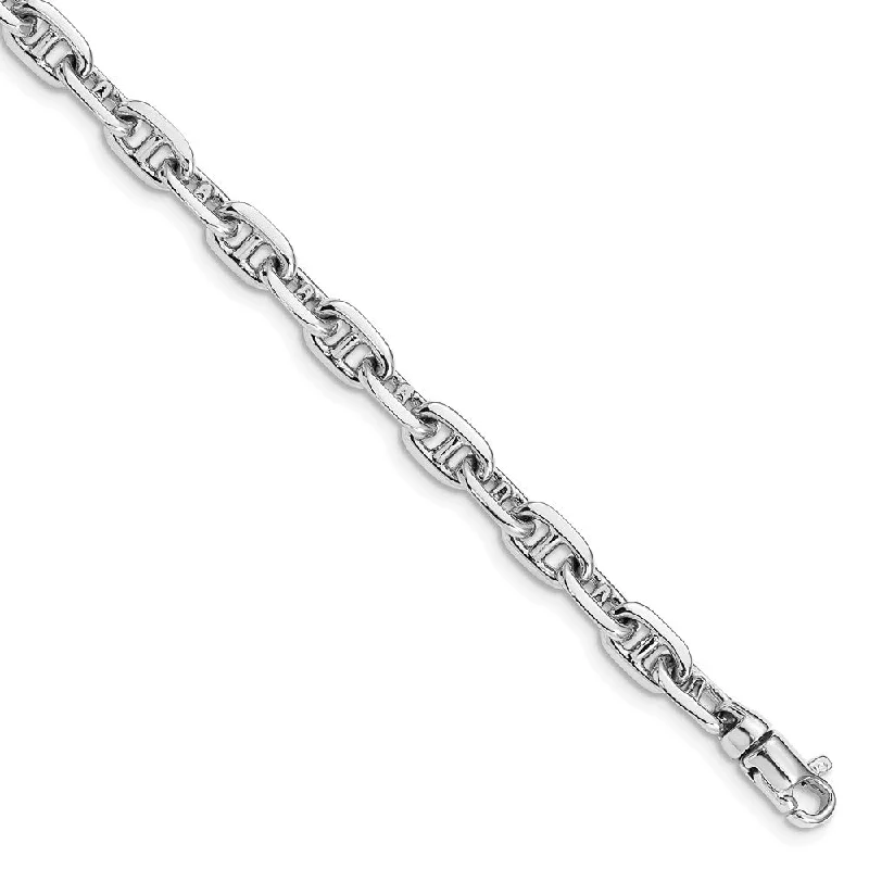 14k White Gold 5mm Fancy Anchor Link Chain Bracelet