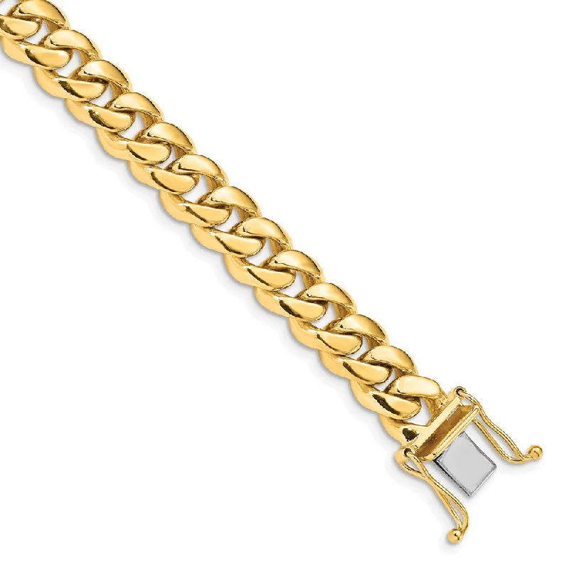 Mens 8.75mm 14K Yellow Gold Miami Cuban (Curb) Chain Bracelet, 8.25 In