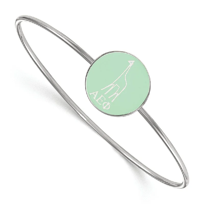 Sterling Silver Alpha Epsilon Phi Enamel Bangle - 6 in.