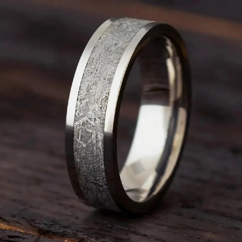 6mm Gibeon Meteorite Ring in Titanium