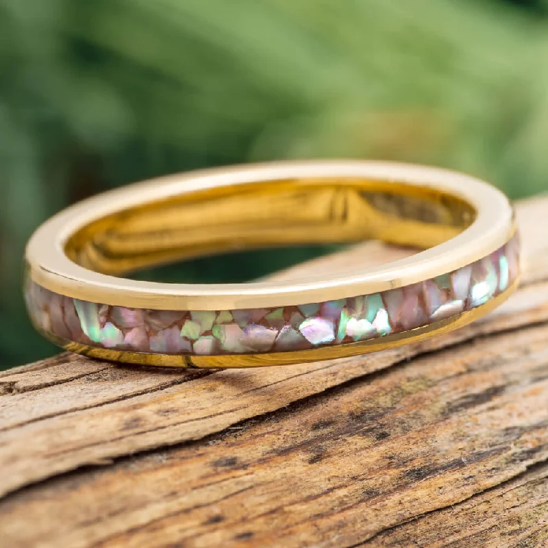 Sea Shell Wedding Band, Abalone Ring