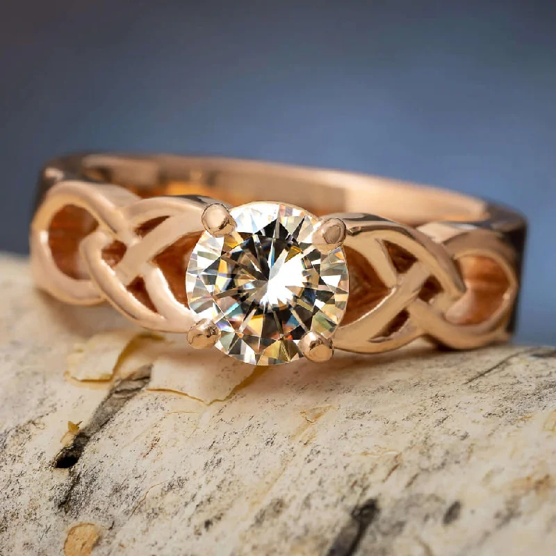 Solitaire Moissanite Engagement Ring in Gold