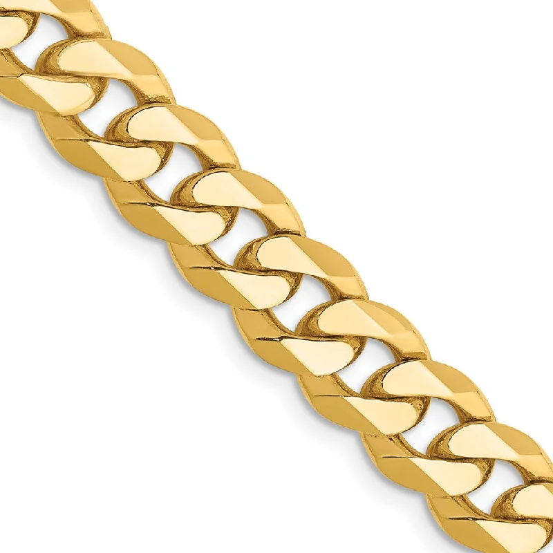 8.5mm, 14K Yellow Gold, Solid Beveled Curb Chain Bracelet