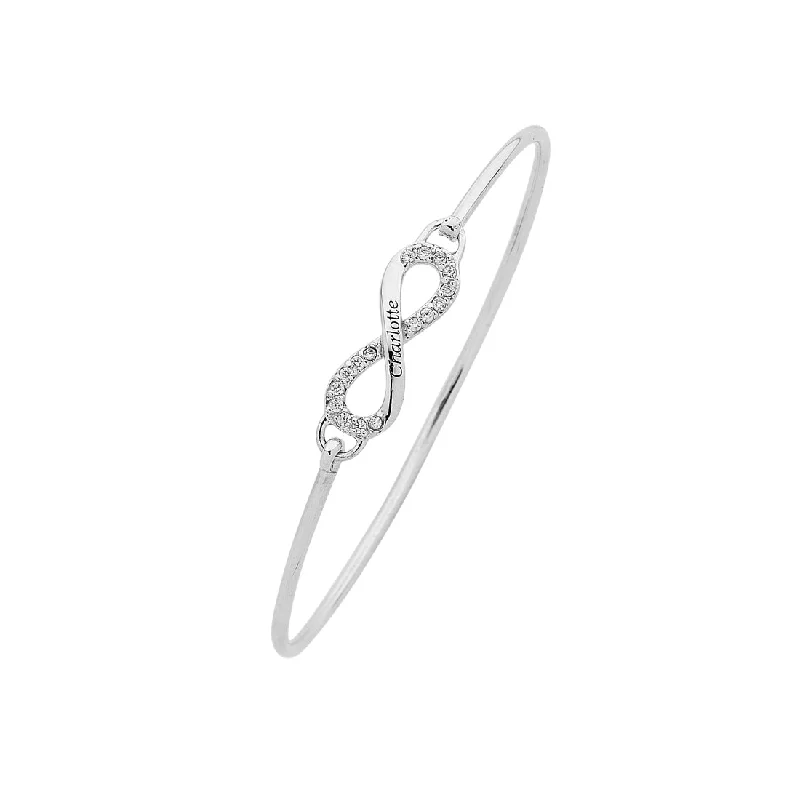 [Test data] Sterling Silver Personalised Cubic Zirconia Infinity Bangle