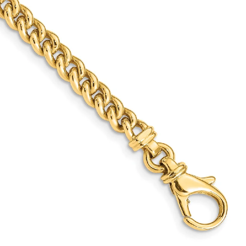 Men's 14k Yellow Gold, 4.5mm Fancy Curb Link Chain Bracelet