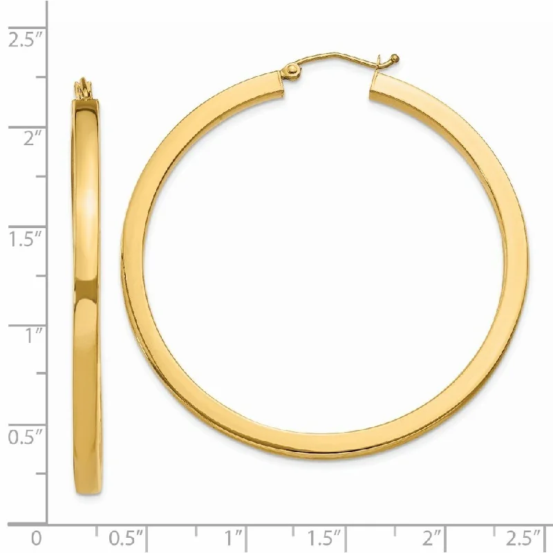 Diamond2Deal 14K Yellow Gold Square Hoop Earrings (L-50 mm, W-3 mm)