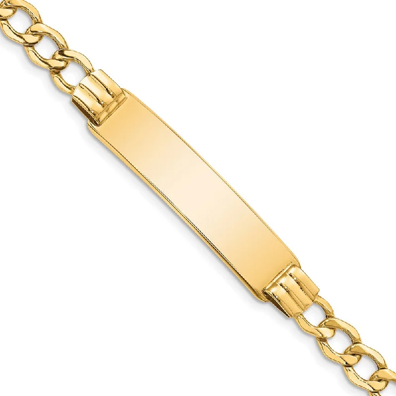 14k Yellow Gold 5.9mm Hollow Curb Link I.D. Bracelet - 7 Inch