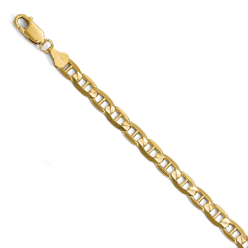 6.25mm 14k Yellow Gold Concave Anchor Chain Bracelet