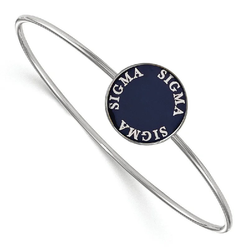 Sterling Silver Sigma Sigma Sigma Blue Enamel Bangle - 6 in.