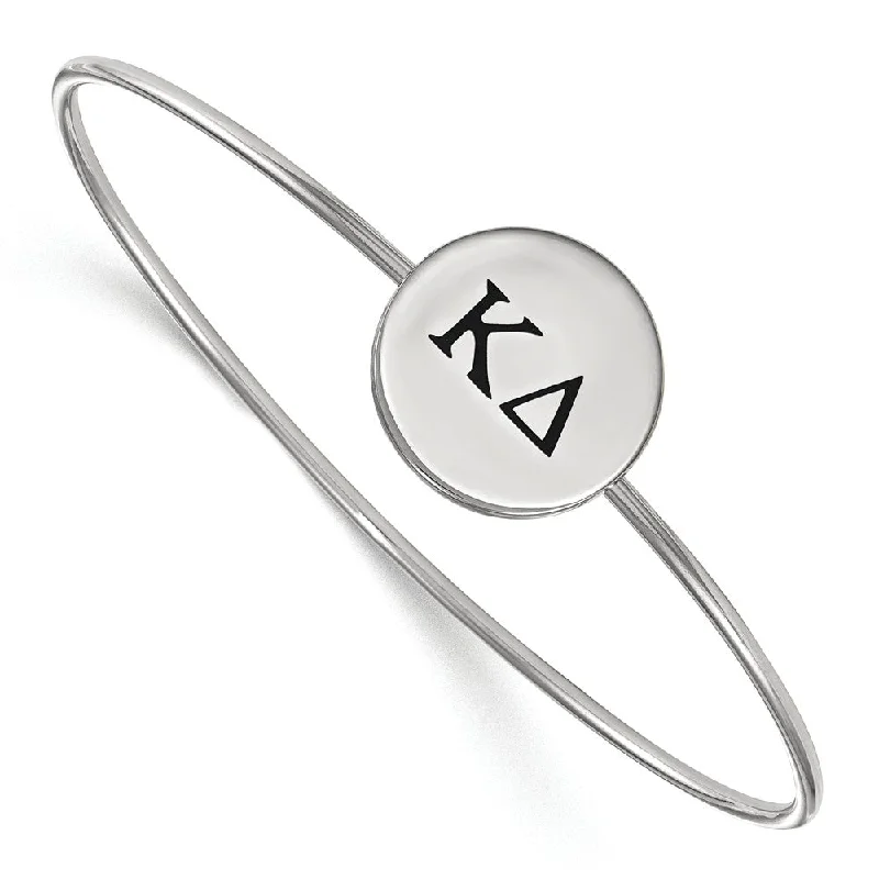 Sterling Silver Kappa Delta Enamel Black Greek Bangle - 6 in.