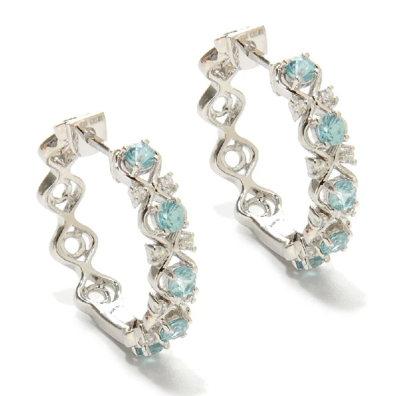 Sterling Silver Zircon Openwork Hoop Earrings