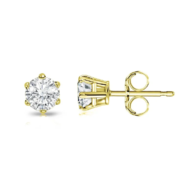 14k Gold 1/4ct TDW 6 Prong Round Solitaire Diamond Stud Earrings by Auriya (I-J, SI2-SI3)