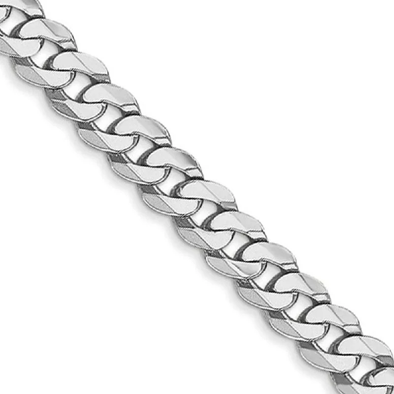 Men's 8.5mm 14K White Gold Solid Beveled Curb Chain Bracelet