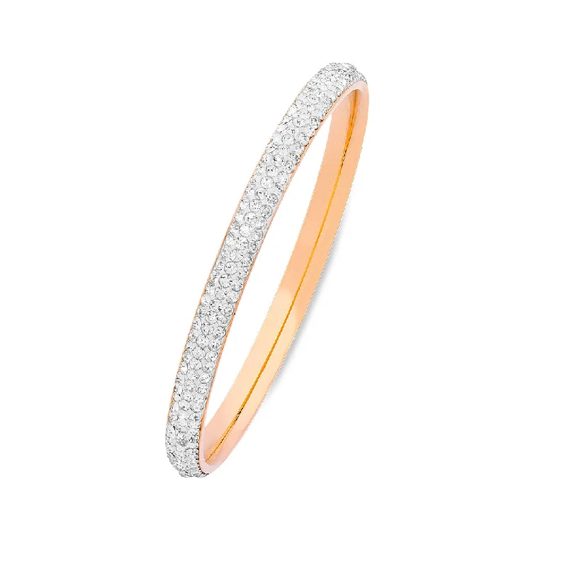 Rose Stainless Steel Pave Crystal Bangle