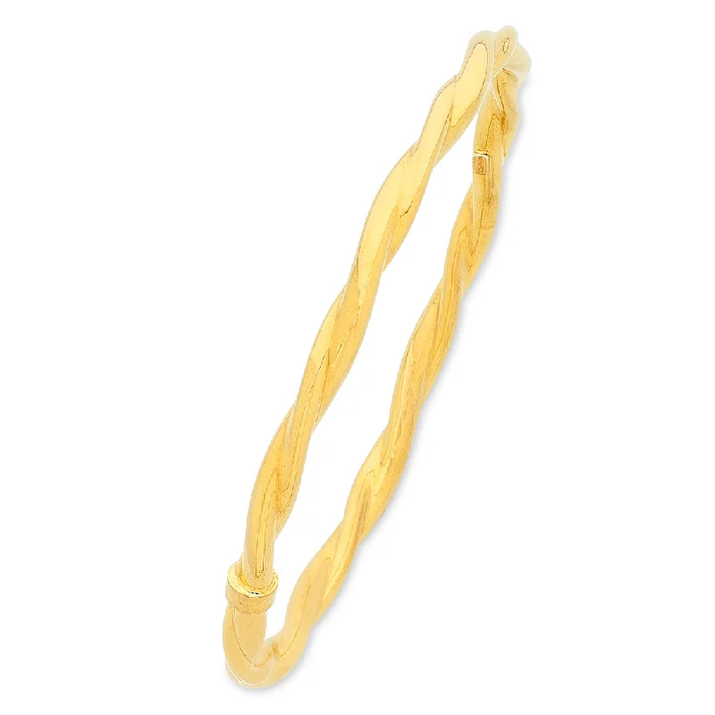 9ct Yellow Gold Silver Infused Twist Bangle