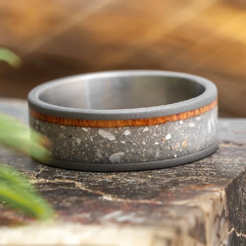 Titanium Memorial Ring with Wood and Ashes