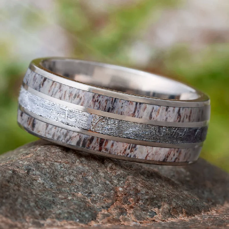 Antler & Meteorite Men's Wedding Band