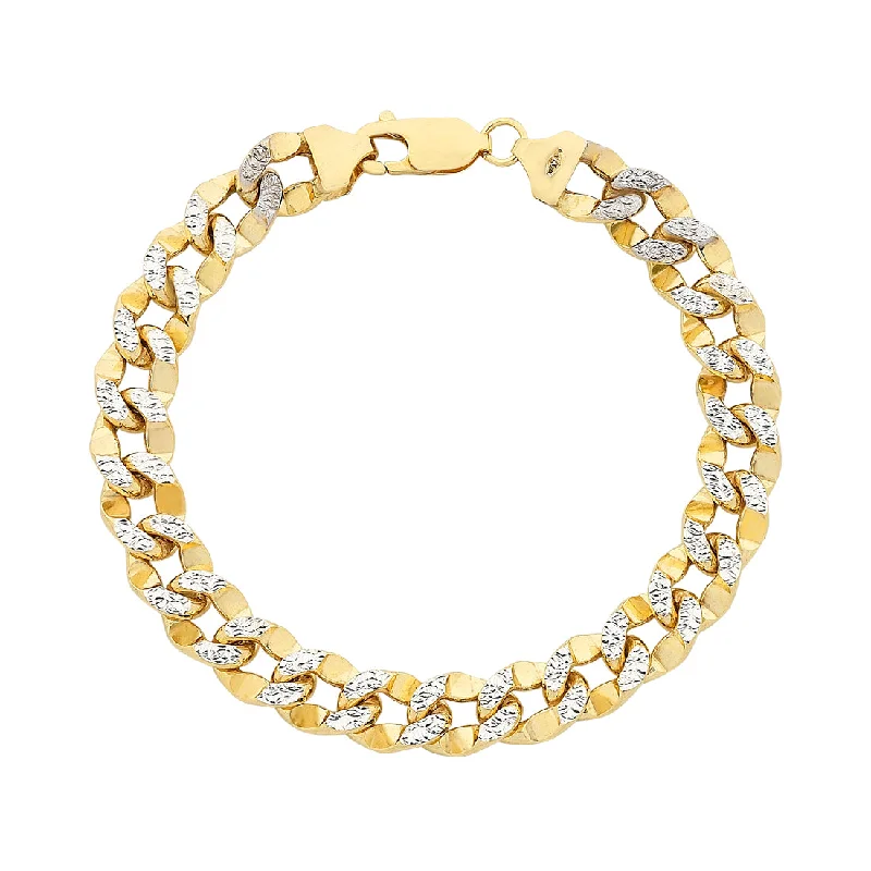 9ct Gold Two Tone Silver Infused Curb Bracelet