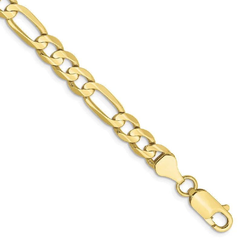 Men's 6mm, 10k Yellow Gold, Concave Figaro Chain Bracelet