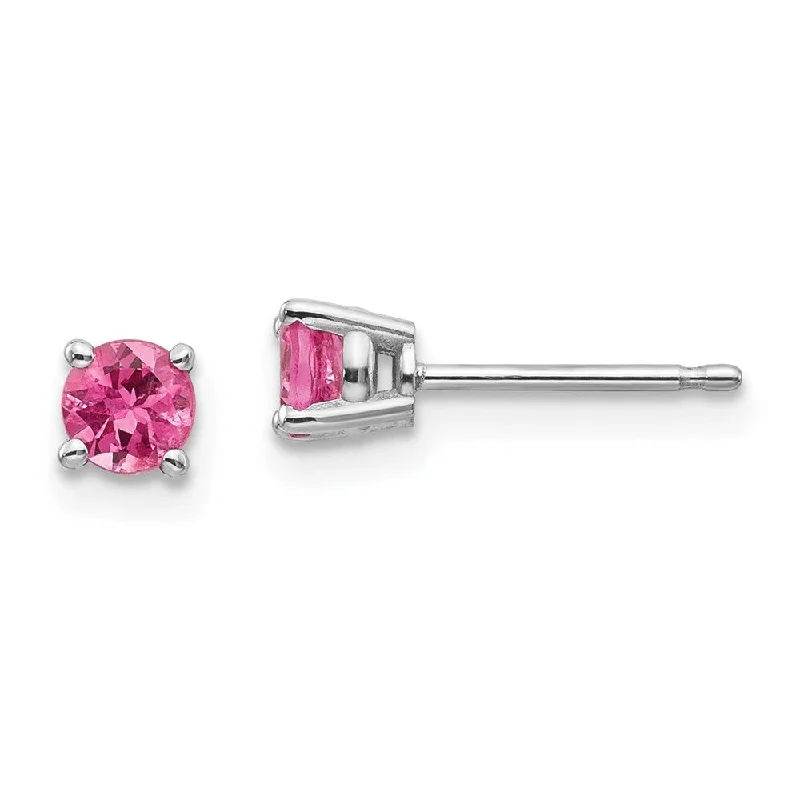 14k White Gold Pink Spinel Stud Earrings (L-4 mm, W-4 mm)