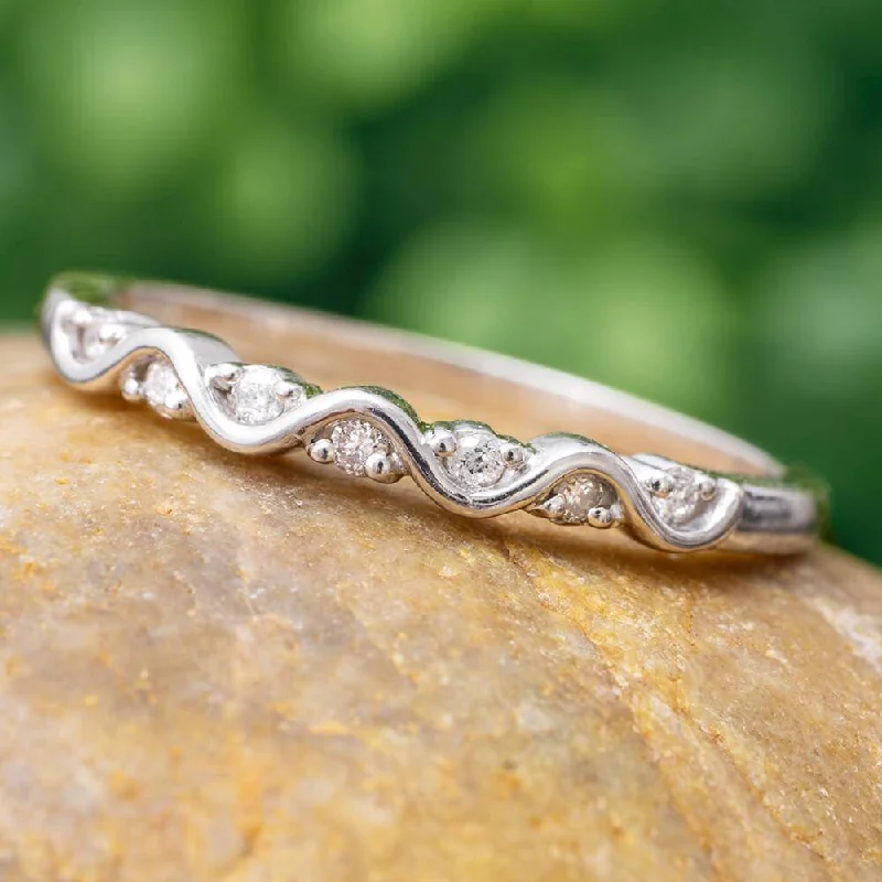 Diamond Wedding or Anniversary Band With Swirl Design