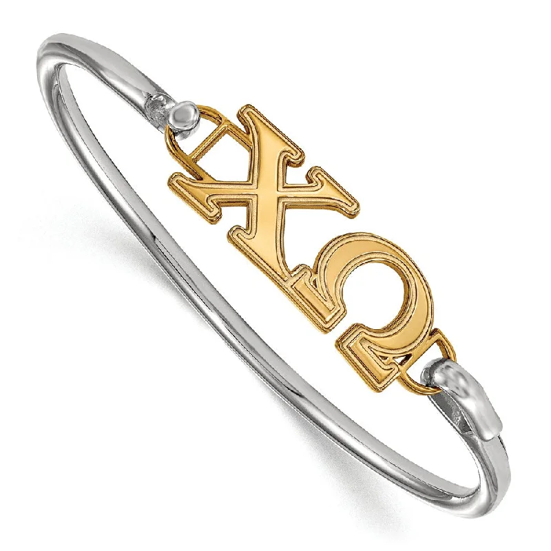 14K Plated Silver Chi Omega Clasp Bangle - 6 in.