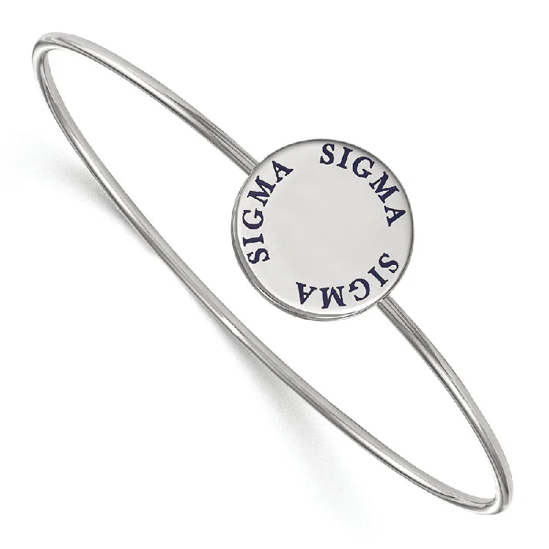 Sterling Silver Sigma Sigma Sigma Enamel Blue Letters Bangle - 7 in.