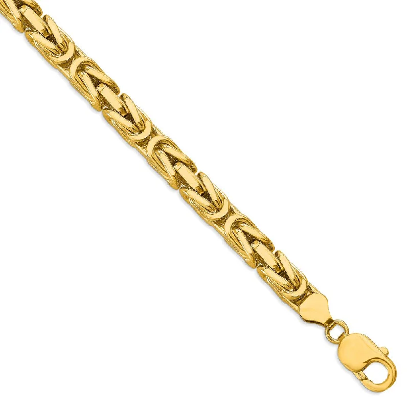 6.5mm, 14k Yellow Gold, Solid Byzantine Chain Bracelet