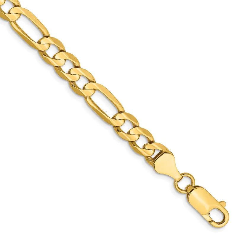 Men's 6mm, 14k Yellow Gold, Open Concave Figaro Chain Bracelet