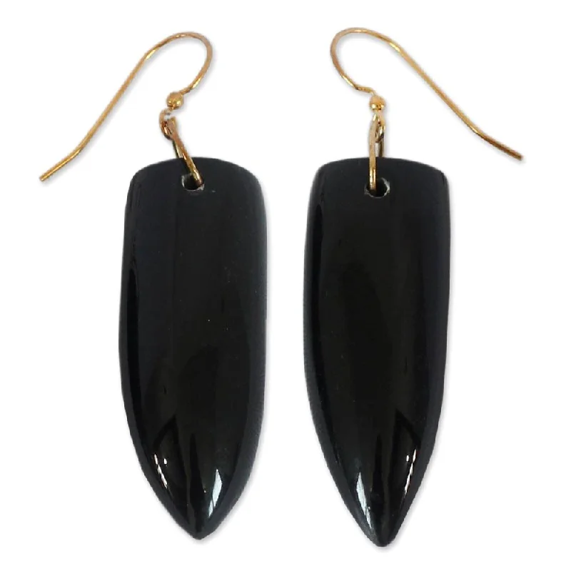 Handmade Bull Horn 'Black Enyefewu' Earrings (Ghana)