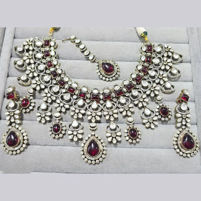 JCM Gold Plated Polki Kundan Stone Necklace Set