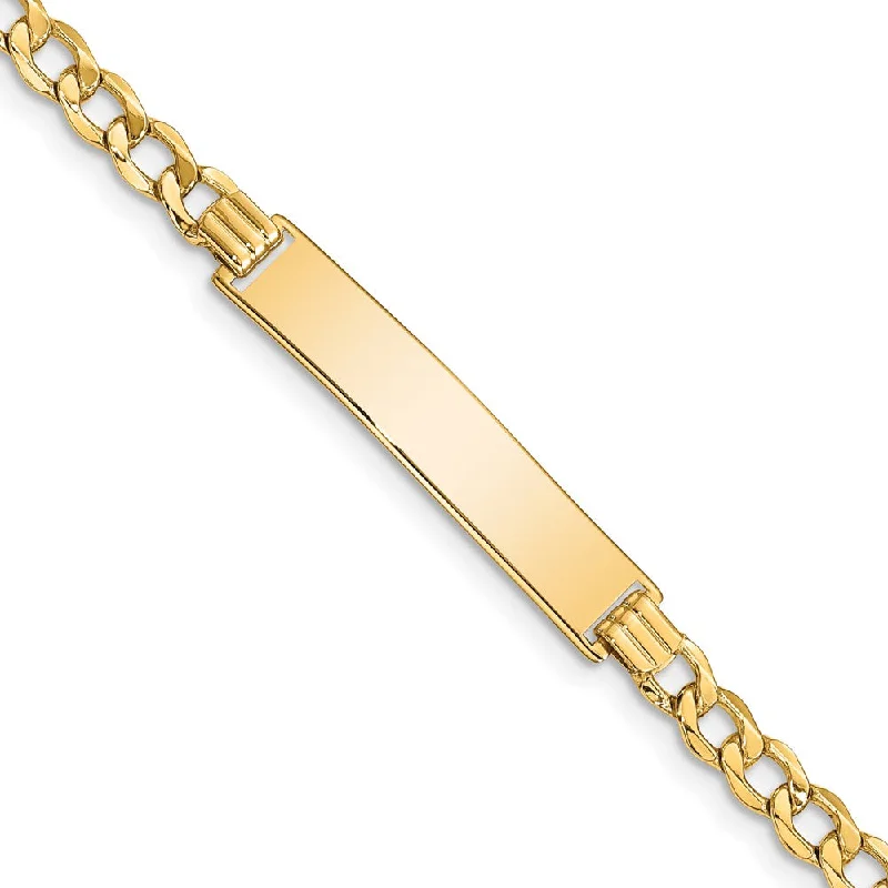 14k Yellow Gold 4.75mm Hollow Curb Link I.D. Bracelet - 8 Inch