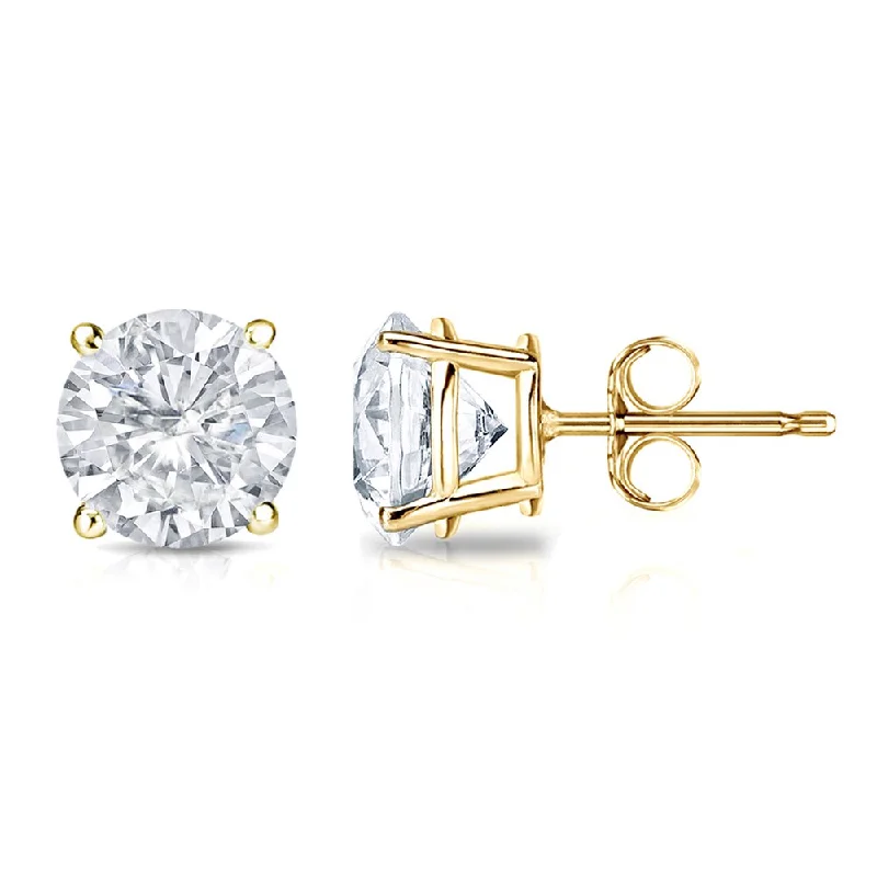 18k Gold 2ct TW Round Clarity Enhanced Diamond Stud Earrings (E-F, I1-I2)