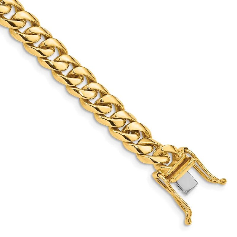 Men's 14k Yellow Gold, 7.25mm Rounded Curb Chain Bracelet, 8 Inch