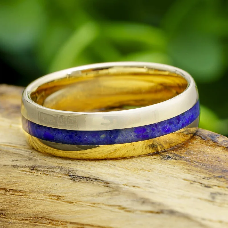 Solid Gold & Lapis Lazuli Wedding Band