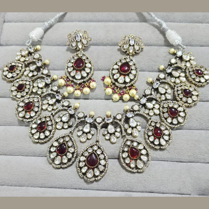 JCM Polki Kundan Stone Beads Necklace Set