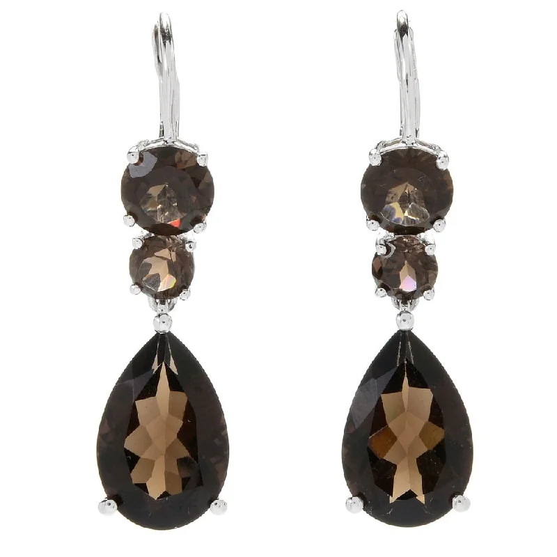 Sterling Silver 1.5" Smoky Quartz Drop Earrings