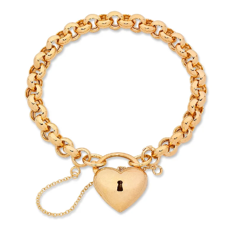 9ct Yellow Gold Silver Infused Puff Heart Bracelet