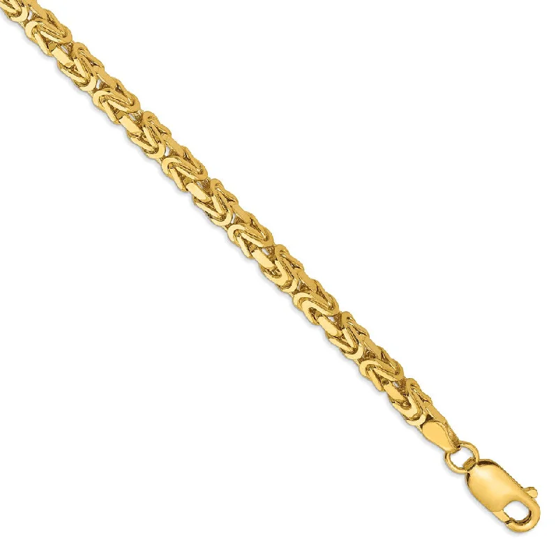 3.25mm, 14k Yellow Gold, Solid Byzantine Chain Bracelet