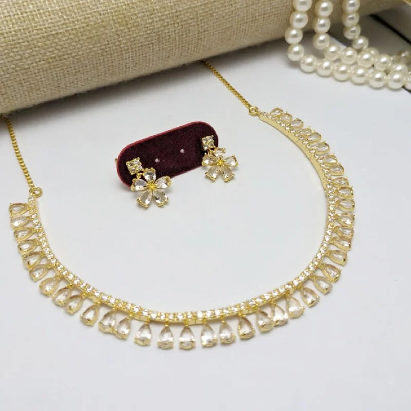 Aamrapali Gold Plated Crystal Stone Necklace Set